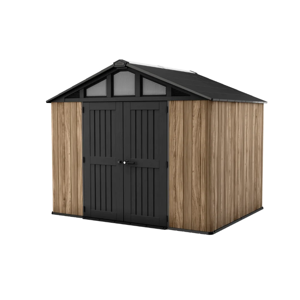 Keter Stronghold 10x8 Resin Storage Shed, Oak Brown
